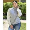 imageZeagoo Womens Sweatshrits Quarter Zip Pullover Fleece Sweatshirt Casual Cable Knit Sleeve Hoodies Fashion Outfits ClothesGreyWhite