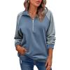 imageZeagoo Womens Sweatshrits Quarter Zip Pullover Fleece Sweatshirt Casual Cable Knit Sleeve Hoodies Fashion Outfits ClothesNavy Blue