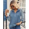 imageZeagoo Womens Sweatshrits Quarter Zip Pullover Fleece Sweatshirt Casual Cable Knit Sleeve Hoodies Fashion Outfits ClothesNavy Blue