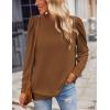 imageZeagoo Womens Tops Puff Sleeve Shirts Blouses for Women 2025 Fall Tunic Top Dressy Pullover Work Business Casual OutfitsBrown