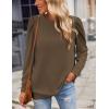 imageZeagoo Womens Tops Puff Sleeve Shirts Blouses for Women 2025 Fall Tunic Top Dressy Pullover Work Business Casual OutfitsKhaki