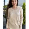 imageZeagoo Womens V Neck Sweaters Shirts Long Sleeve Lightweight Ribbed Knit Pullover Sweater Blouse Tops with Buttons OufitsBeige