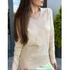 imageZeagoo Womens V Neck Sweaters Shirts Long Sleeve Lightweight Ribbed Knit Pullover Sweater Blouse Tops with Buttons OufitsBeige