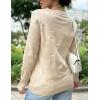 imageZeagoo Womens V Neck Sweaters Shirts Long Sleeve Lightweight Ribbed Knit Pullover Sweater Blouse Tops with Buttons OufitsBeige
