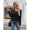 imageZeagoo Womens V Neck Sweaters Shirts Long Sleeve Lightweight Ribbed Knit Pullover Sweater Blouse Tops with Buttons OufitsBlack