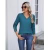 imageZeagoo Womens V Neck Sweaters Shirts Long Sleeve Lightweight Ribbed Knit Pullover Sweater Blouse Tops with Buttons OufitsBlue