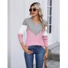imageZeagoo Womens V Neck Sweaters Shirts Long Sleeve Lightweight Ribbed Knit Pullover Sweater Blouse Tops with Buttons OufitsCgrey Pink