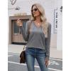 imageZeagoo Womens V Neck Sweaters Shirts Long Sleeve Lightweight Ribbed Knit Pullover Sweater Blouse Tops with Buttons OufitsGray