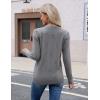 imageZeagoo Womens V Neck Sweaters Shirts Long Sleeve Lightweight Ribbed Knit Pullover Sweater Blouse Tops with Buttons OufitsGray