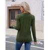 imageZeagoo Womens V Neck Sweaters Shirts Long Sleeve Lightweight Ribbed Knit Pullover Sweater Blouse Tops with Buttons OufitsGreen