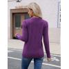 imageZeagoo Womens V Neck Sweaters Shirts Long Sleeve Lightweight Ribbed Knit Pullover Sweater Blouse Tops with Buttons OufitsPurple