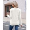 imageZeagoo Womens V Neck Sweaters Shirts Long Sleeve Lightweight Ribbed Knit Pullover Sweater Blouse Tops with Buttons OufitsWhite