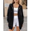 imageZeagoo Womens Zip Up Hoodies Long Sleeve Fall Lightweight Hooded Sweatshirt Oversized Fleece Jacket With PocketsAblack
