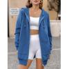 imageZeagoo Womens Zip Up Hoodies Long Sleeve Fall Lightweight Hooded Sweatshirt Oversized Fleece Jacket With PocketsBlue