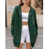 imageZeagoo Womens Zip Up Hoodies Long Sleeve Fall Lightweight Hooded Sweatshirt Oversized Fleece Jacket With PocketsDark Green