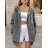 imageZeagoo Womens Zip Up Hoodies Long Sleeve Fall Lightweight Hooded Sweatshirt Oversized Fleece Jacket With PocketsDark Grey