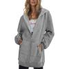 imageZeagoo Womens Zip Up Hoodies Long Sleeve Fall Lightweight Hooded Sweatshirt Oversized Fleece Jacket With PocketsGrey
