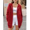 imageZeagoo Womens Zip Up Hoodies Long Sleeve Fall Lightweight Hooded Sweatshirt Oversized Fleece Jacket With PocketsRed