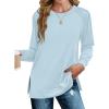 imageZeagoo Tunic Tops for Women 2025 fall Long Sleeve Shirts Dressy Casual Crewneck Pleated Cute Tops Side Split SweatshirtsLight Blue