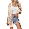 imageZeagoo Womens 2025 Summer Crochet Lightweight Cardigan Short Sleeve Boho Kimono Oversized Open Front Sweater TopsApricot