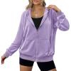 imageZeagoo Womens Lightweight Hoodies Full Zip Up Oversized Sweatshirts with Pockets Long Sleeve Thin Casual Hooded JacketsPurple