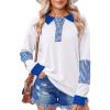 imageZeagoo Womens Sweatshirt Striped Long Sleeve Henley Button Casual Loose Pullover Tunic Tops 2024 Fall Shirt Outfits01 White