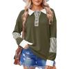 imageZeagoo Womens Sweatshirt Striped Long Sleeve Henley Button Casual Loose Pullover Tunic Tops 2024 Fall Shirt Outfits04 Army Green