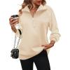 imageZeagoo Womens Sweatshrits Quarter Zip Pullover Fleece Sweatshirt Casual Cable Knit Sleeve Hoodies Fashion Outfits ClothesBeige