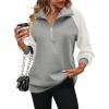 imageZeagoo Womens Sweatshrits Quarter Zip Pullover Fleece Sweatshirt Casual Cable Knit Sleeve Hoodies Fashion Outfits ClothesGreyWhite