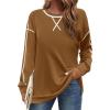imageZeagoo Womens Tops Long Sleeve Lightweight Shirts 2025 Spring Fashion Trendy Tops Crewneck Casual SweatshirtBrown