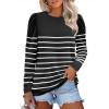 imageZeagoo Womens Tops Puff Sleeve Shirts Blouses for Women 2025 Fall Tunic Top Dressy Pullover Work Business Casual OutfitsStripe4