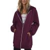 imageZeagoo Womens Zip Up Hoodies Long Sleeve Fall Lightweight Hooded Sweatshirt Oversized Fleece Jacket With PocketsWine Red