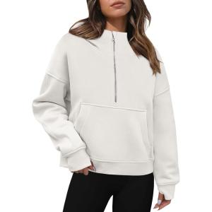 imageZeagoo Women Plus Size Zipper Hoodie Long Sleeve 2024 Trendy Sweatshirts Athletic Cropped Tops Dark Grey LargeWhite