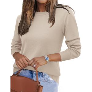imageZeagoo Womens 2025 Fall Sweaters Long Sleeve Tops Classic Crew Neck Pullover Sweaters Loose Dressy Casual Basic ClothesApricot