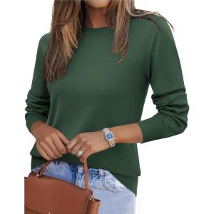 imageZeagoo Womens 2025 Fall Sweaters Long Sleeve Tops Classic Crew Neck Pullover Sweaters Loose Dressy Casual Basic ClothesArmy Green