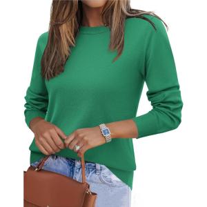 imageZeagoo Womens 2025 Fall Sweaters Long Sleeve Tops Classic Crew Neck Pullover Sweaters Loose Dressy Casual Basic ClothesGreen