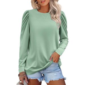 imageZeagoo Womens Tops Puff Sleeve Shirts Blouses for Women 2025 Fall Tunic Top Dressy Pullover Work Business Casual OutfitsA02green