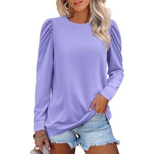 imageZeagoo Womens Tops Puff Sleeve Shirts Blouses for Women 2025 Fall Tunic Top Dressy Pullover Work Business Casual OutfitsPurple