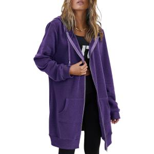 imageZeagoo Womens Zip Up Hoodies Long Sleeve Fall Lightweight Hooded Sweatshirt Oversized Fleece Jacket With PocketsPurple