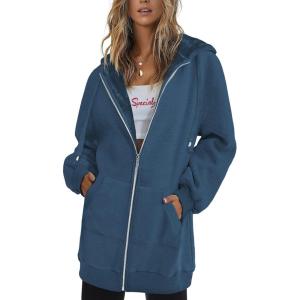 imageZeagoo Womens Zip Up Hoodies Long Sleeve Fall Lightweight Hooded Sweatshirt Oversized Fleece Jacket With PocketsRoyal Blue