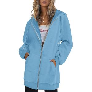 imageZeagoo Womens Zip Up Hoodies Long Sleeve Fall Lightweight Hooded Sweatshirt Oversized Fleece Jacket With PocketsSky Blue