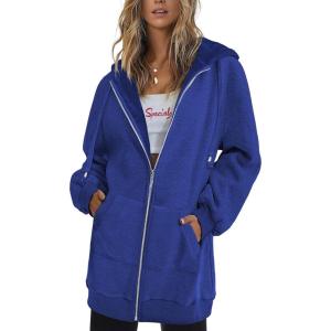 imageZeagoo Womens Zip Up Hoodies Long Sleeve Fall Lightweight Hooded Sweatshirt Oversized Fleece Jacket With PocketsViolet