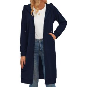 imageZeagoo Womens Zip Up Hoodies Oversized Fleece Long Tunic Sweatshirts Casual Long Sleeve 2025 Fall Hoodie Jacket CoatDark Blue