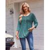 imageZeagoo 34 Length Sleeve Womens Tops Round Neck Casual Summer Tunic Tops Basic Tees Blouses Dressy TShirts Pleated ShirtsAgreen