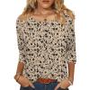 imageZeagoo 34 Length Sleeve Womens Tops Round Neck Casual Summer Tunic Tops Basic Tees Blouses Dressy TShirts Pleated ShirtsBeige