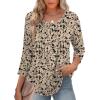imageZeagoo 34 Length Sleeve Womens Tops Round Neck Casual Summer Tunic Tops Basic Tees Blouses Dressy TShirts Pleated ShirtsBeige
