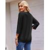 imageZeagoo 34 Length Sleeve Womens Tops Round Neck Casual Summer Tunic Tops Basic Tees Blouses Dressy TShirts Pleated ShirtsBlack