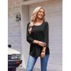 imageZeagoo 34 Length Sleeve Womens Tops Round Neck Casual Summer Tunic Tops Basic Tees Blouses Dressy TShirts Pleated ShirtsBlack