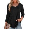 imageZeagoo 34 Length Sleeve Womens Tops Round Neck Casual Summer Tunic Tops Basic Tees Blouses Dressy TShirts Pleated ShirtsBlack