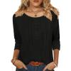 imageZeagoo 34 Length Sleeve Womens Tops Round Neck Casual Summer Tunic Tops Basic Tees Blouses Dressy TShirts Pleated ShirtsBlack